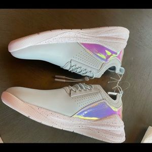 Clove size 7.5 light blue and holographic tennis shoes for healthcare workers